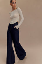 Jen Wide Leg Flare Jeans in Indigo Blue – Chic&Drifts