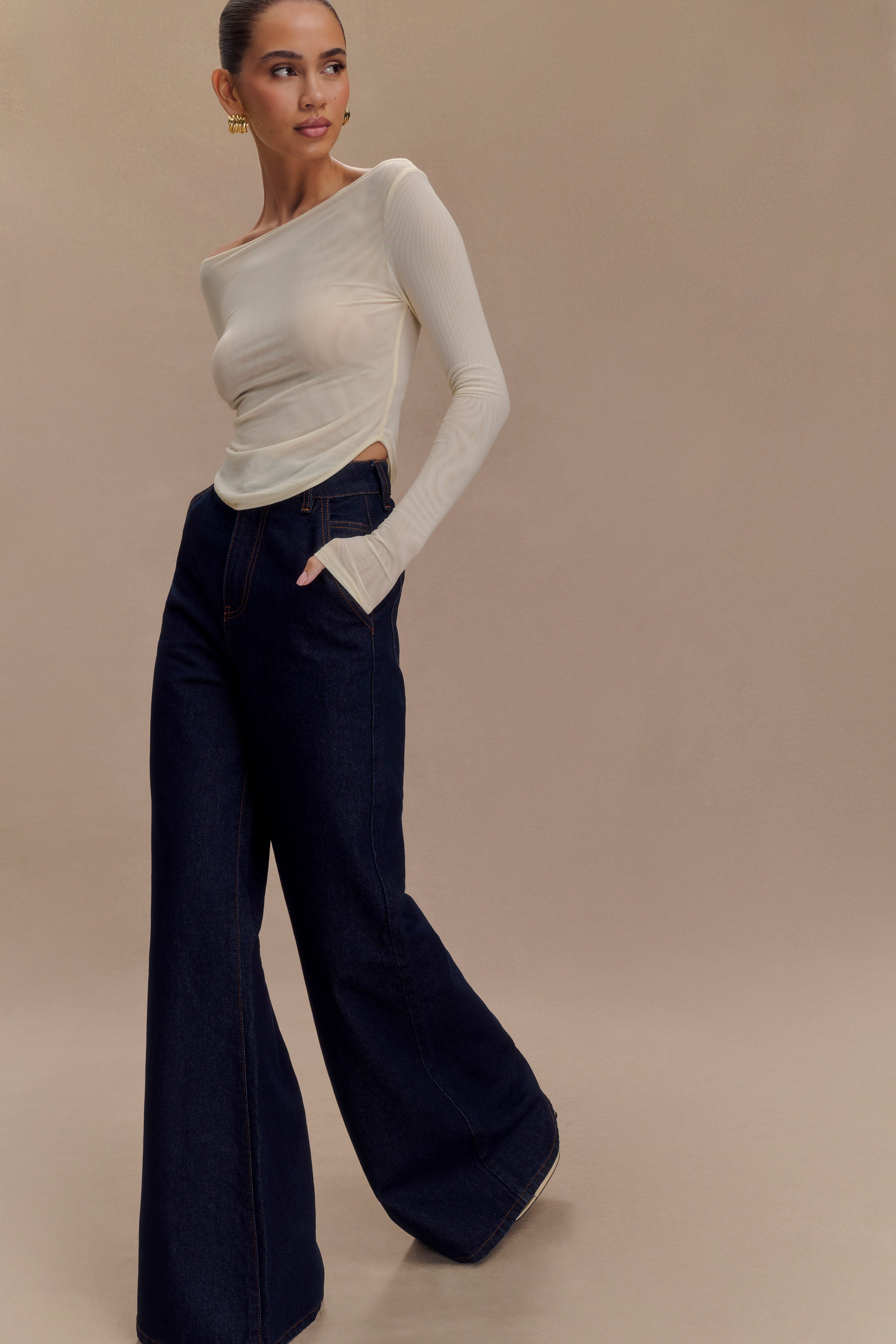 Jen Wide Leg Flare Jeans in Indigo Blue – Chic&Drifts