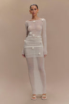 Orianna Orchid Knit Maxi Skirt in Ivory – Chic&Drifts
