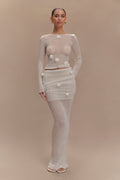 Orianna Orchid Knit Maxi Skirt in Ivory – Chic&Drifts