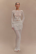 Orianna Orchid Knit Maxi Skirt in Ivory – Chic&Drifts