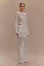 Orianna Orchid Knit Maxi Skirt in Ivory – Chic&Drifts