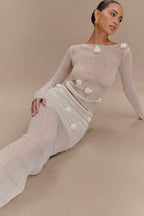 Orianna Orchid Knit Maxi Skirt in Ivory – Chic&Drifts