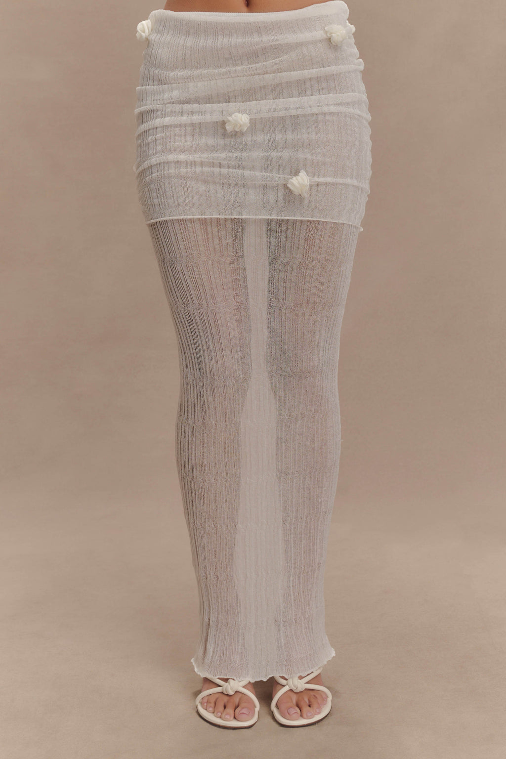 Orianna Orchid Knit Maxi Skirt in Ivory – Chic&Drifts