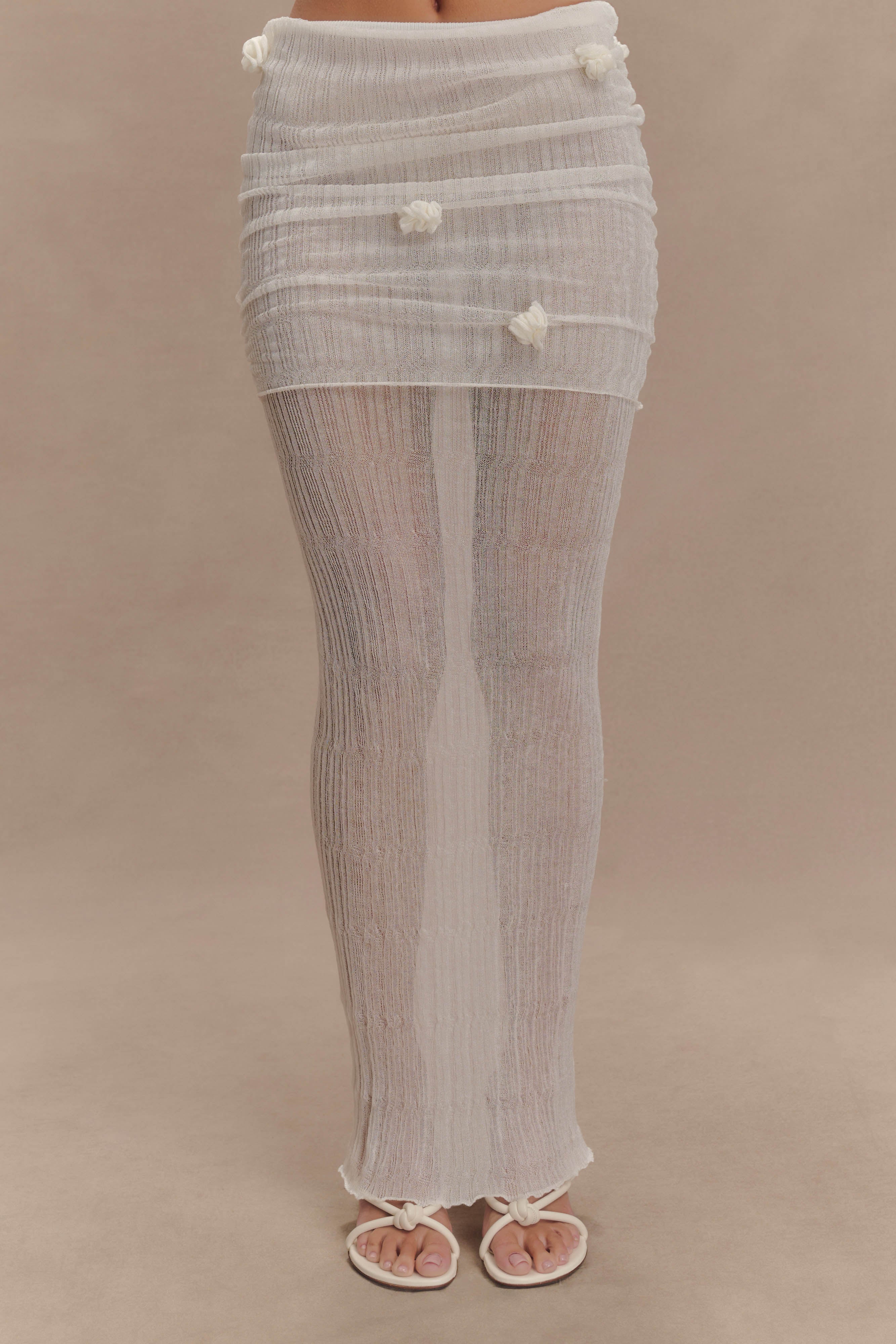 Orianna Orchid Knit Maxi Skirt in Ivory – Chic&Drifts