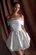 Lauretta Off Shoulder Mini Dress in White – Chic&Drifts