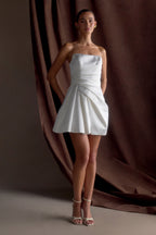 Lora Strapless Satin Mini Dress in White – Chic&Drifts