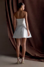 Lora Strapless Satin Mini Dress in White – Chic&Drifts