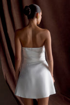 Lora Strapless Satin Mini Dress in White – Chic&Drifts