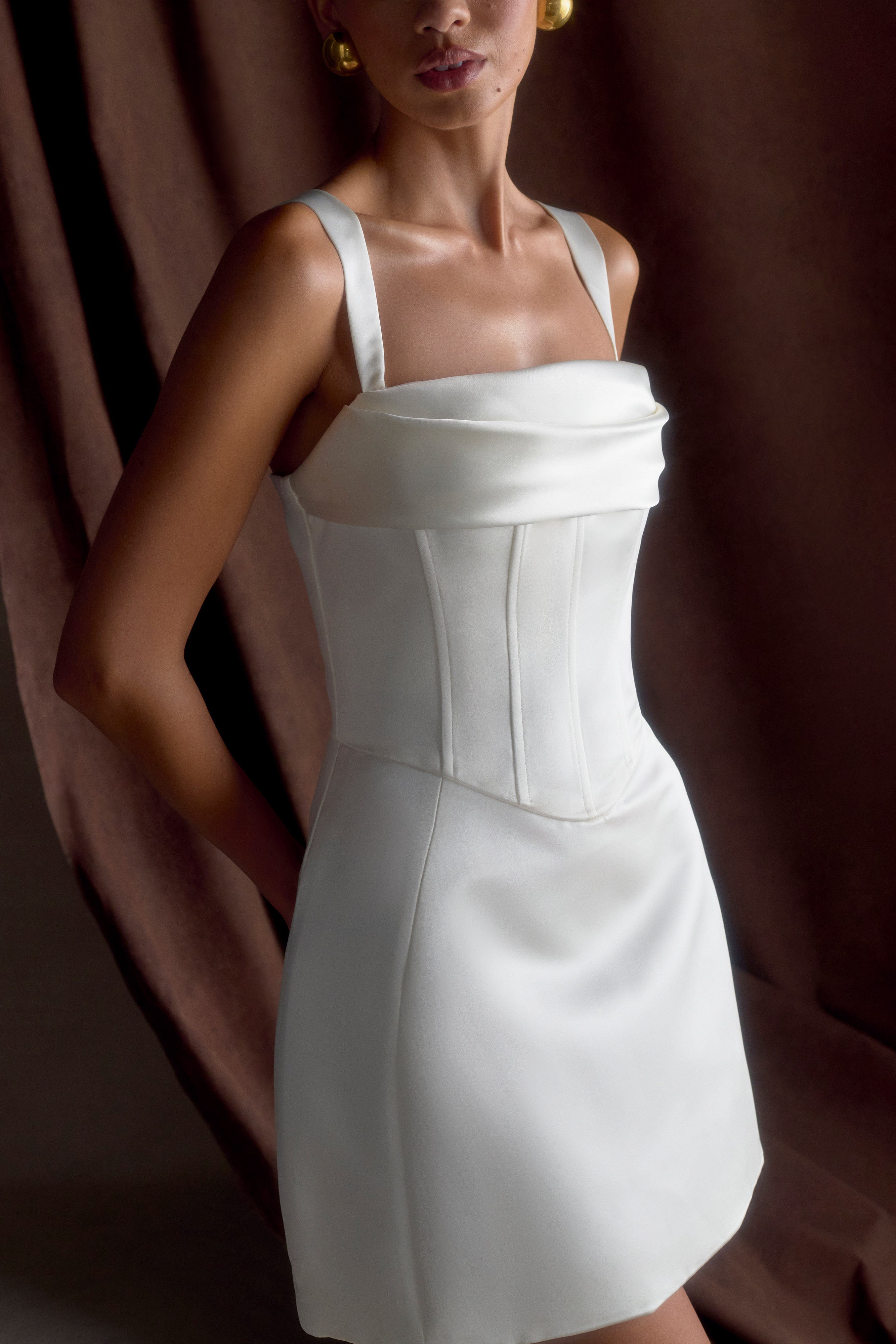 Isabel Satin Corset Mini Dress in White – Chic&Drifts