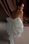 Suzette Taffeta Bow Mini Dress in White – Chic&Drifts