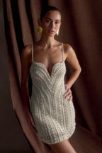 Naveena Embellished Mini Dress in Silver – Chic&Drifts