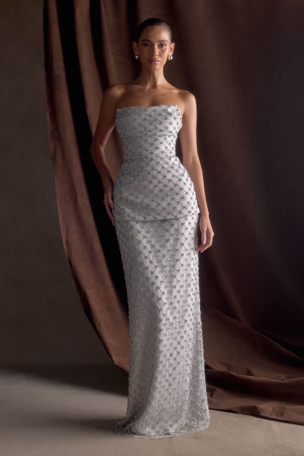Zuri Hand Beaded Embellished Maxi Skirt in Silver – Chic&Drifts