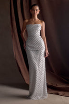 Zuri Hand Beaded Embellished Maxi Skirt in Silver – Chic&Drifts