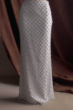 Zuri Hand Beaded Embellished Maxi Skirt in Silver – Chic&Drifts