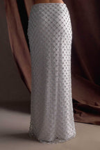 Zuri Hand Beaded Embellished Maxi Skirt in Silver – Chic&Drifts