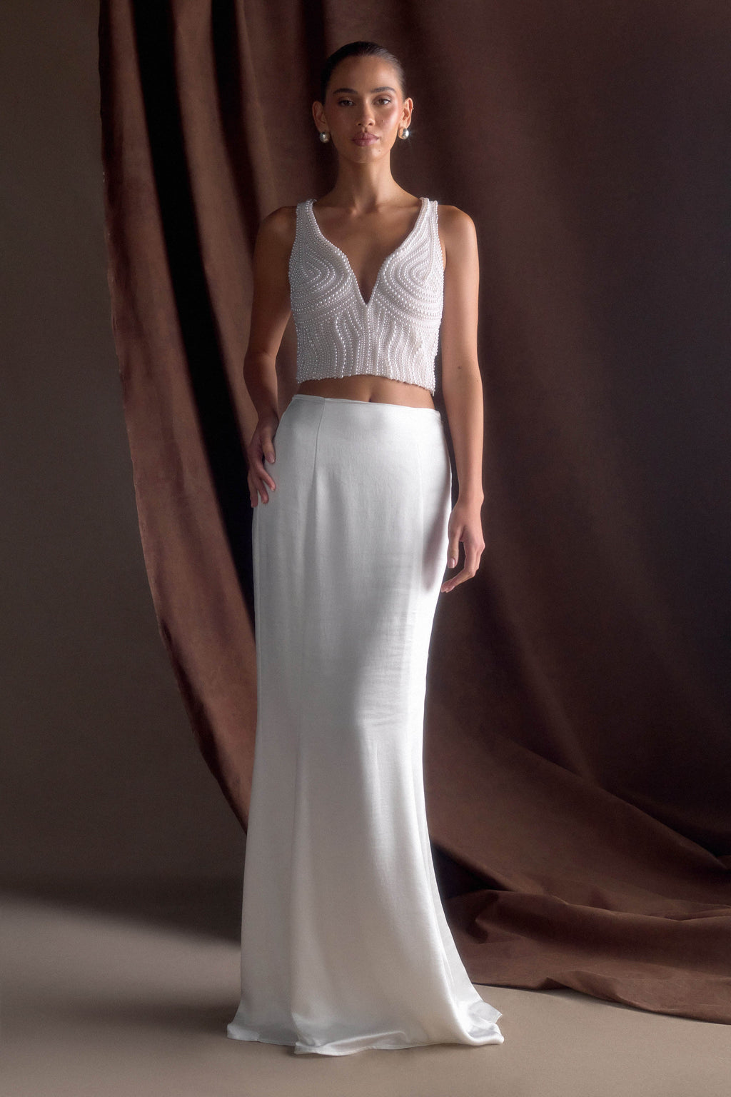 Kathia Pearl Hand Beaded Top in White – Chic&Drifts