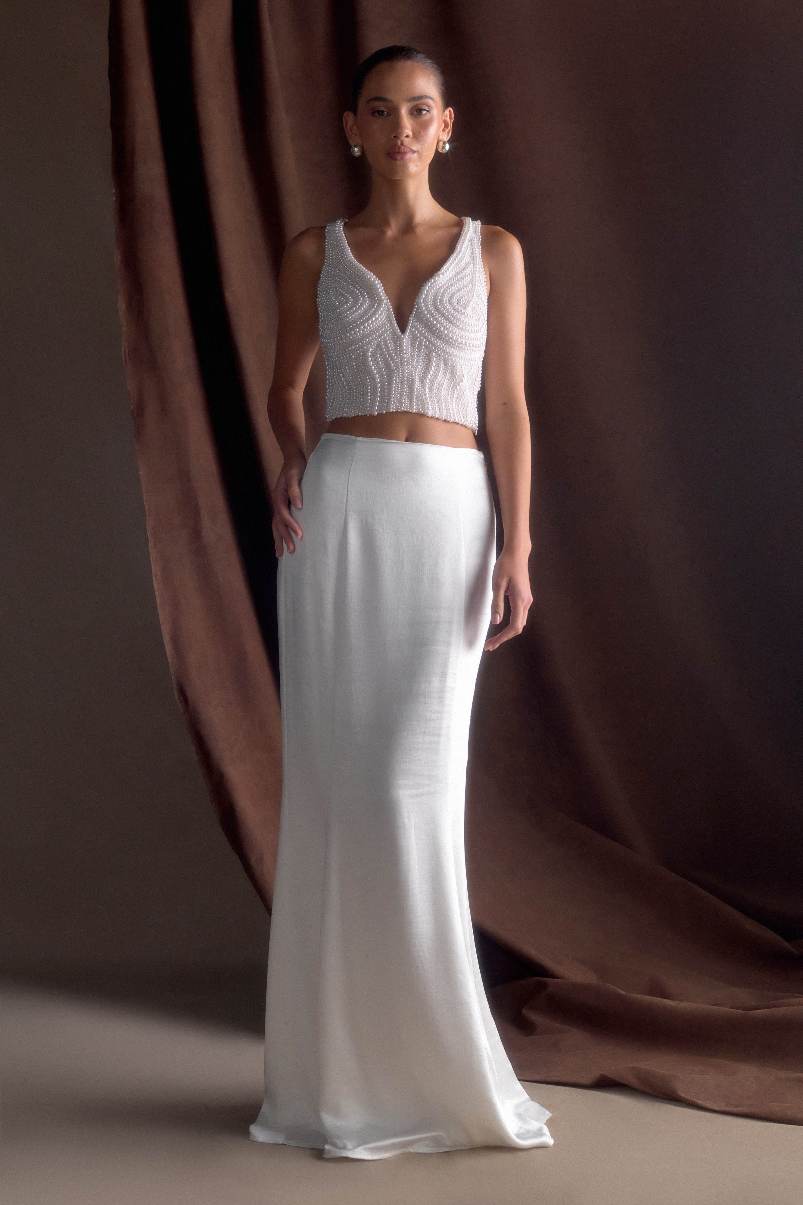 Kathia Pearl Hand Beaded Top in White – Chic&Drifts