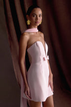 Orellia Strapless Suiting Mini Dress in Soft Pink – Chic&Drifts