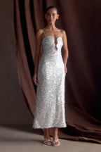 Makari Sequin Maxi Dress in White – Chic&Drifts