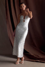 Makari Sequin Maxi Dress in White – Chic&Drifts