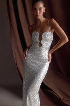 Makari Sequin Maxi Dress in White – Chic&Drifts