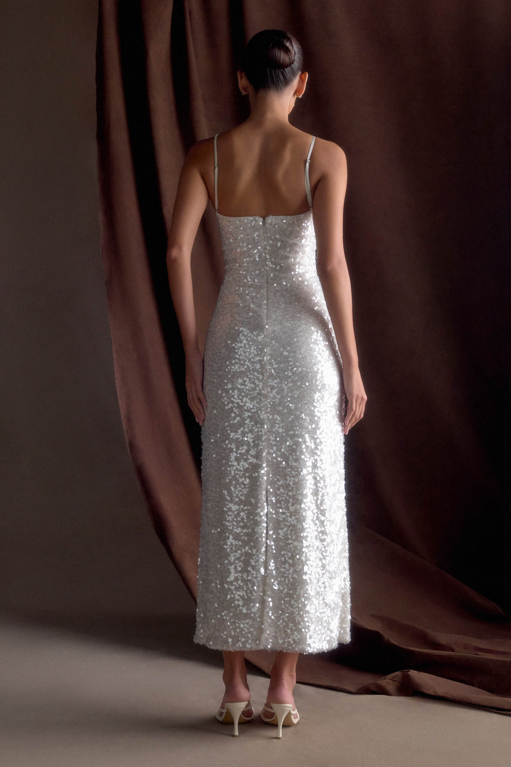 Makari Sequin Maxi Dress in White – Chic&Drifts