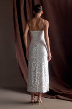 Makari Sequin Maxi Dress in White – Chic&Drifts