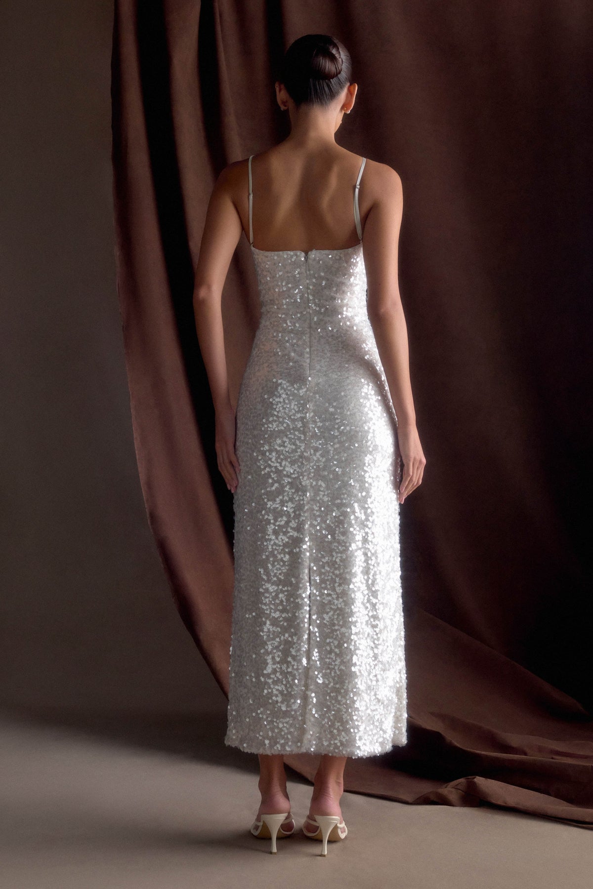 Makari Sequin Maxi Dress in White – Chic&Drifts