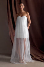 Bettany Chiffon Strapless Maxi Dress in White – Chic&Drifts