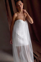 Bettany Chiffon Strapless Maxi Dress in White – Chic&Drifts