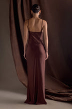 Lilly Sweetheart Satin Maxi Dress in Dark Chocolate – Chic&Drifts