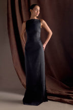 Violet Sleeveless Satin Maxi Dress in Black – Chic&Drifts