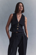 Alix Mixed Button Vest in Black – Chic&Drifts
