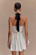 Queenie Halter Bubble Mini Dress in Black/White – Chic&Drifts