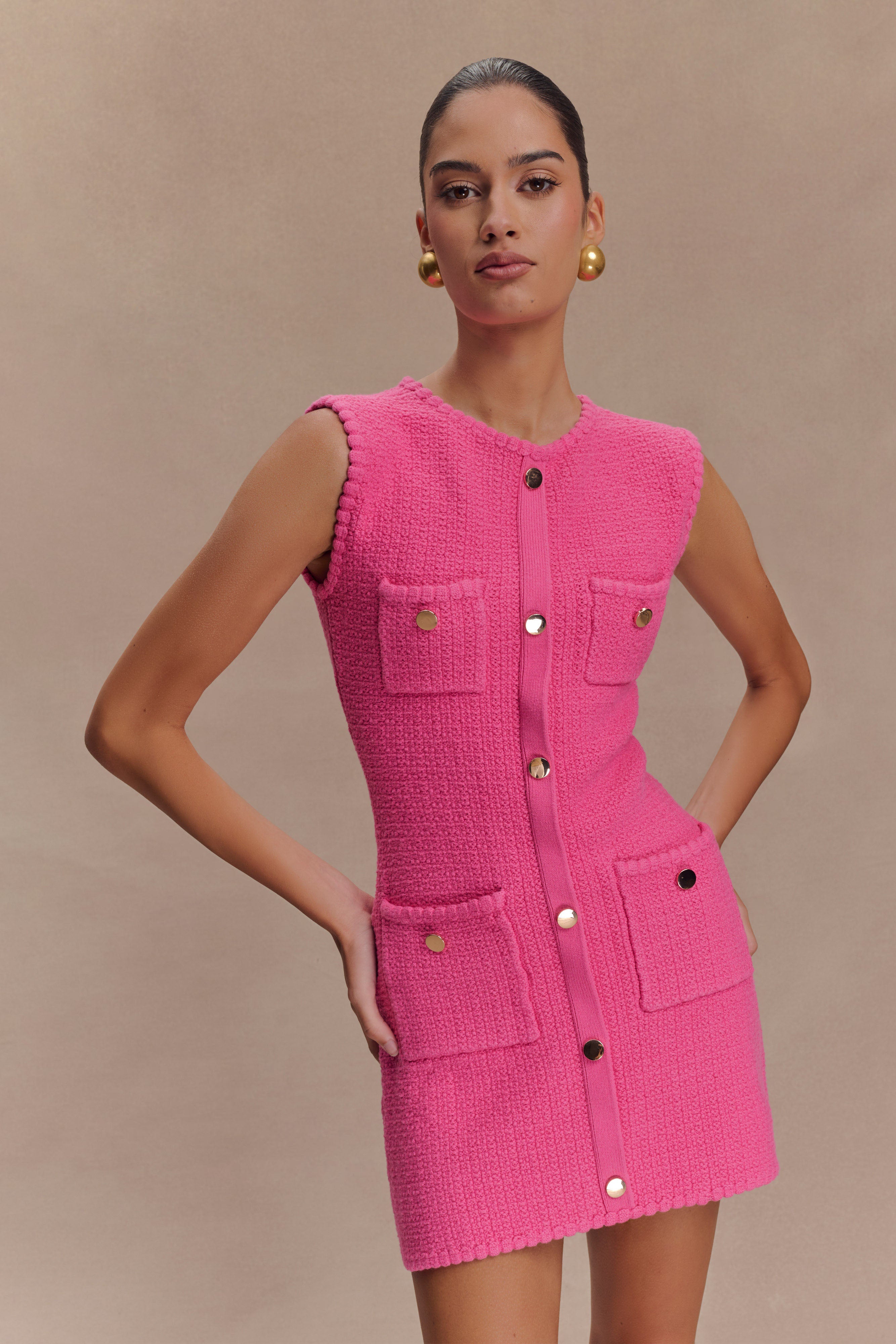 Mia Knit Mini Dress in Pink – Chic&Drifts