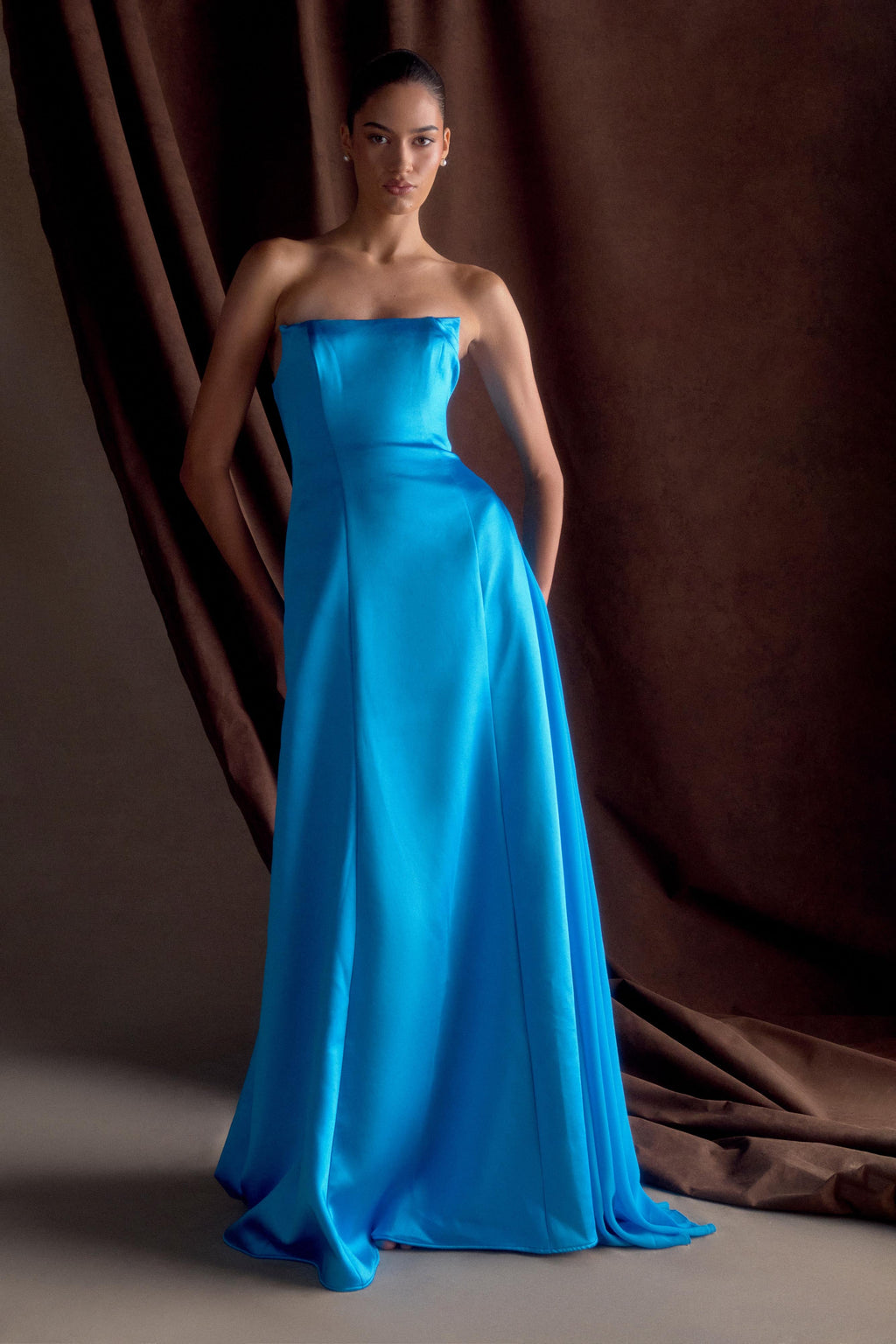 Rosella Satin Strapless Maxi Dress