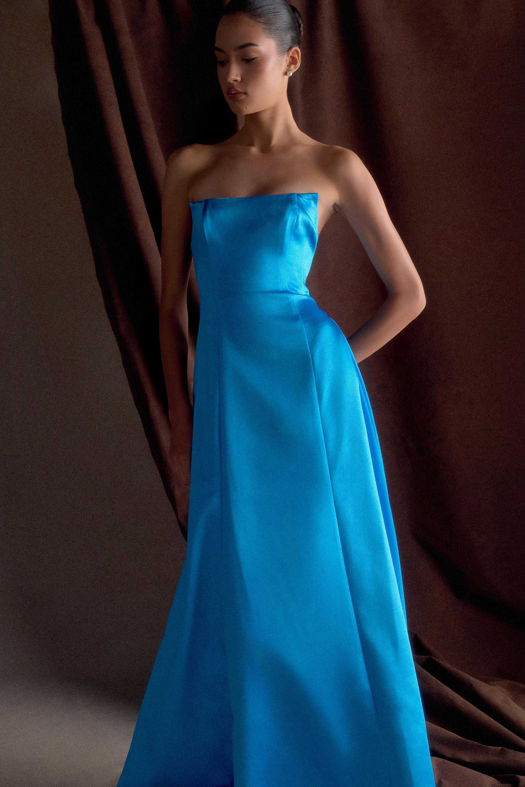 Rosella Satin Strapless Maxi Dress