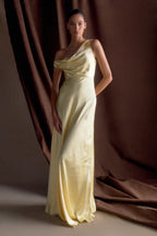 Jacinta One Shoulder Maxi Dress in Pastel Lemon – Chic&Drifts