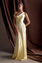 Jacinta One Shoulder Maxi Dress in Pastel Lemon – Chic&Drifts