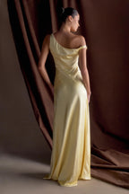 Jacinta One Shoulder Maxi Dress in Pastel Lemon – Chic&Drifts