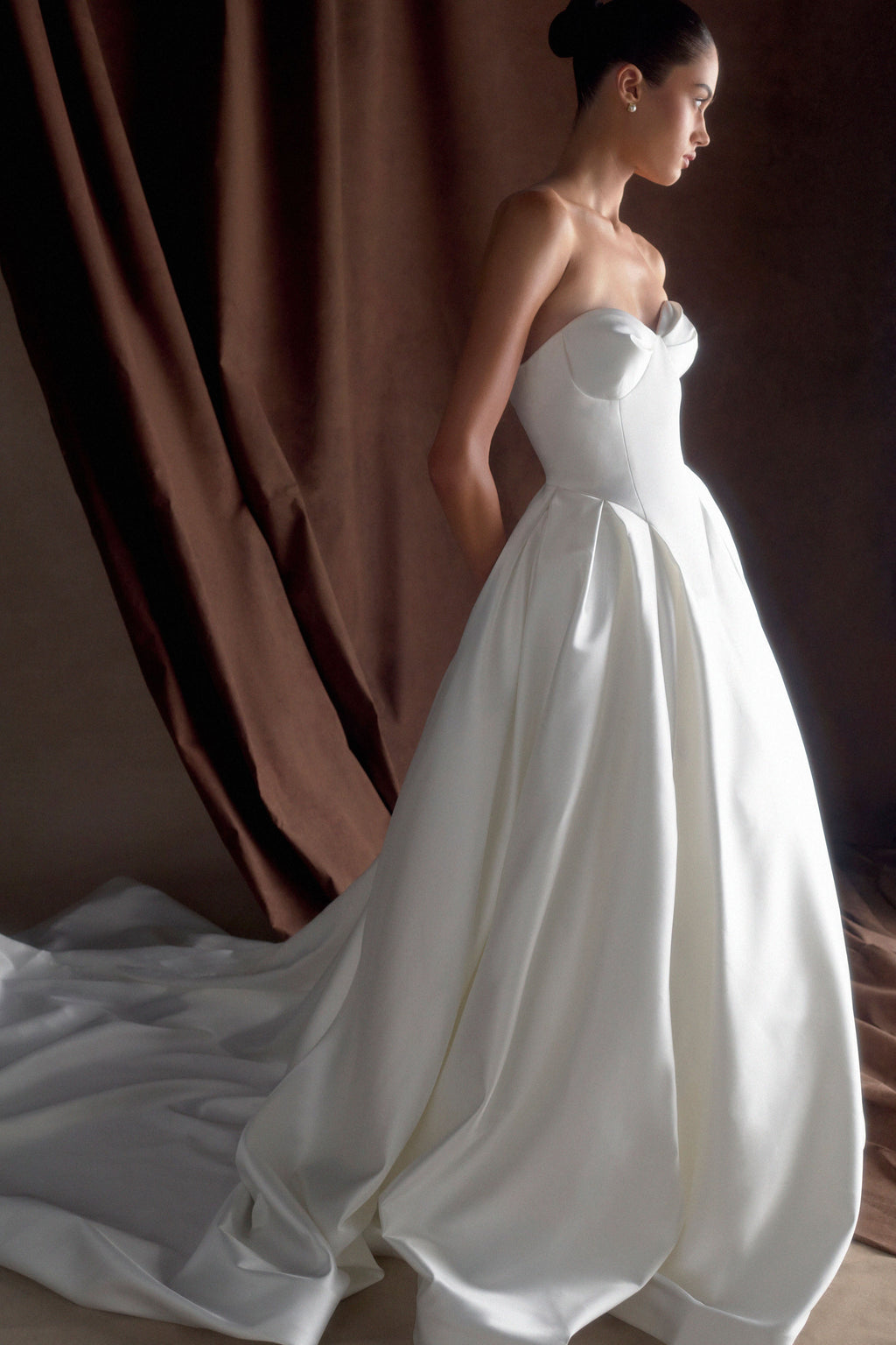 Delphine Satin Strapless Maxi Gown in White – Chic&Drifts
