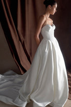 Delphine Satin Strapless Maxi Gown in White – Chic&Drifts