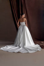 Delphine Satin Strapless Maxi Gown in White – Chic&Drifts