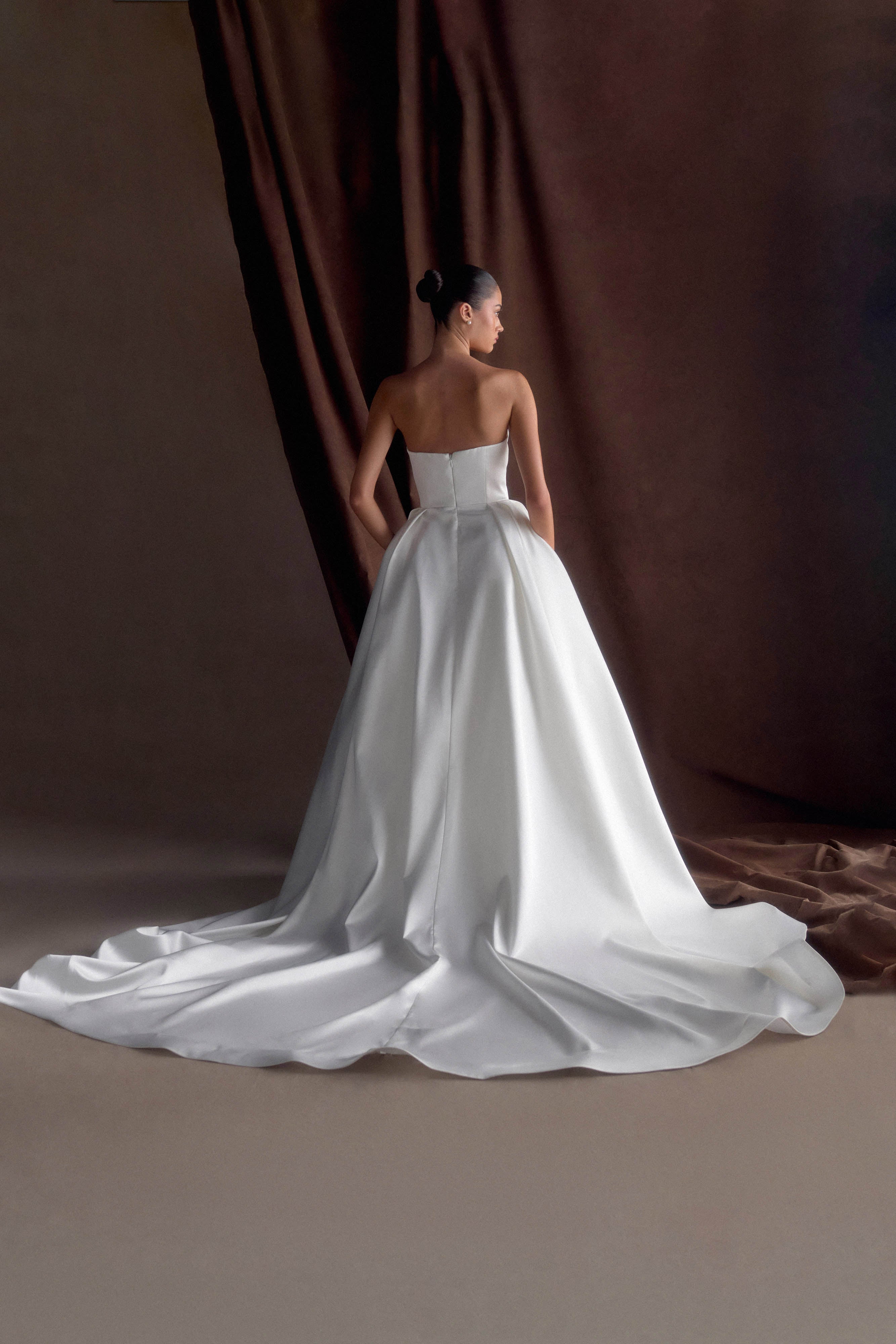 Delphine Satin Strapless Maxi Gown in White – Chic&Drifts