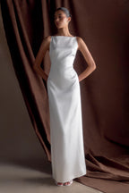 Violet Sleeveless Satin Maxi Dress in White – Chic&Drifts