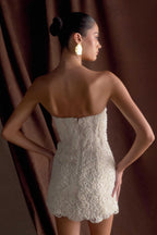 Eva Hand Beaded Pearl & Lace Mini Dress in White – Chic&Drifts