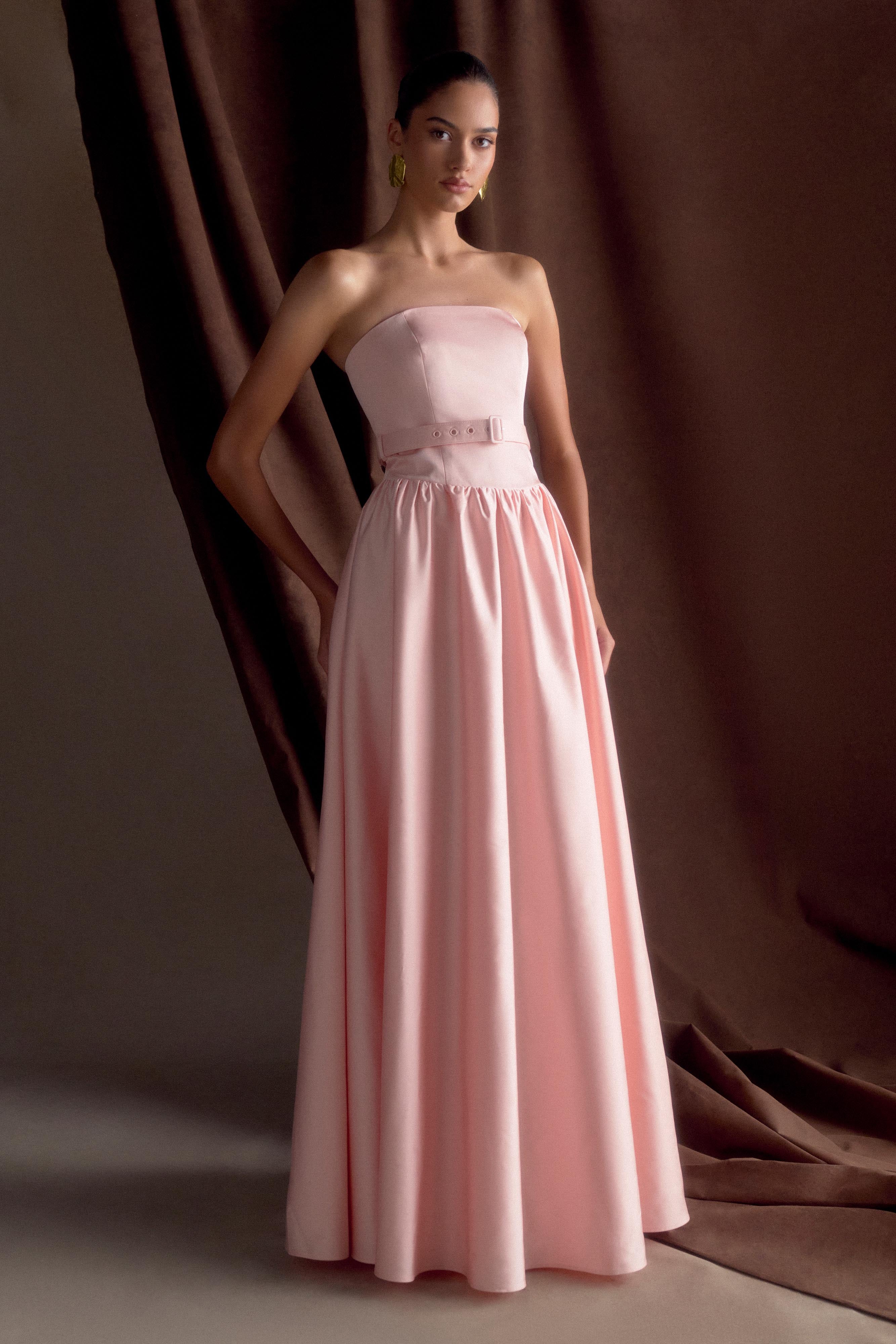 Florence Strapless Belted Maxi Dress