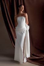 Galia Satin Corset Gown in White – Chic&Drifts