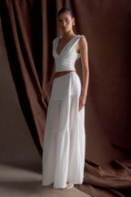 Jacinda Cotton Maxi Skirt in White – Chic&Drifts